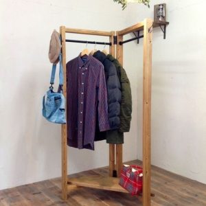 Perchero Plegable Industrial con estante - Madera Maciza y Diseño Versátil